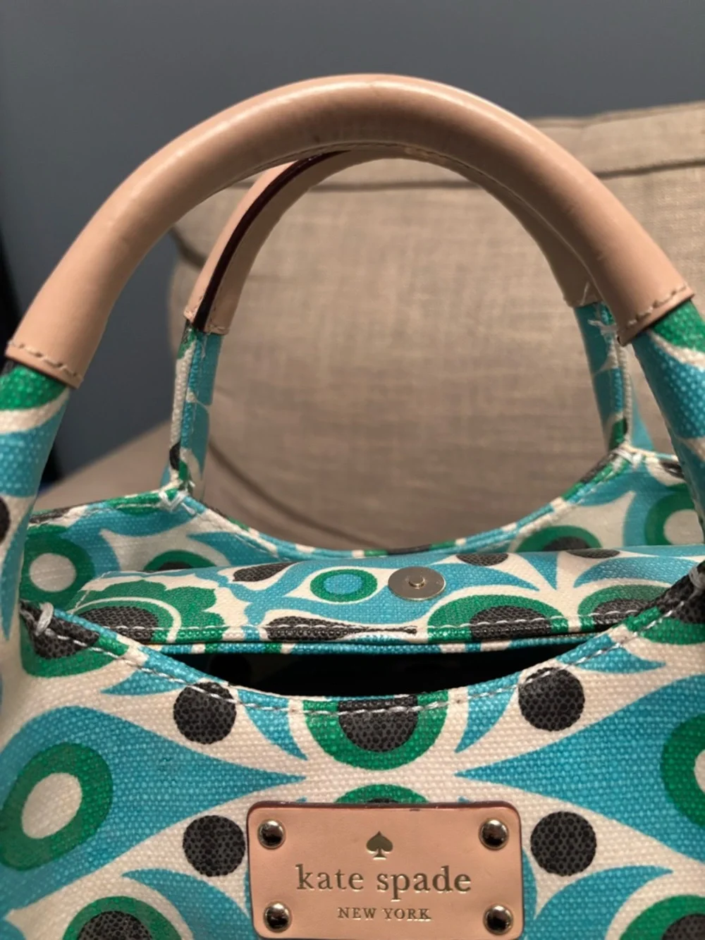 kate spade New York Green & Teal Patterned Tote Bag Y2K